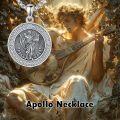 wholesale S925 Sterling Silver Apollo Greek God Necklace - Light, Music, Prophecy Pendant with Adjustable Chain, Gift Box, 22.2mm-0-1