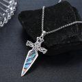 wholesale 925 Sterling Silver Celtic Cross Abalone Shell Dagger Pendant Necklace for Men Women Vintage Gothic s 48cm Chain Length-0-2
