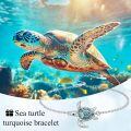 TOUPOP Sterling Silver Turquoise Ocean Animal Link Beach Bracelet-0-2