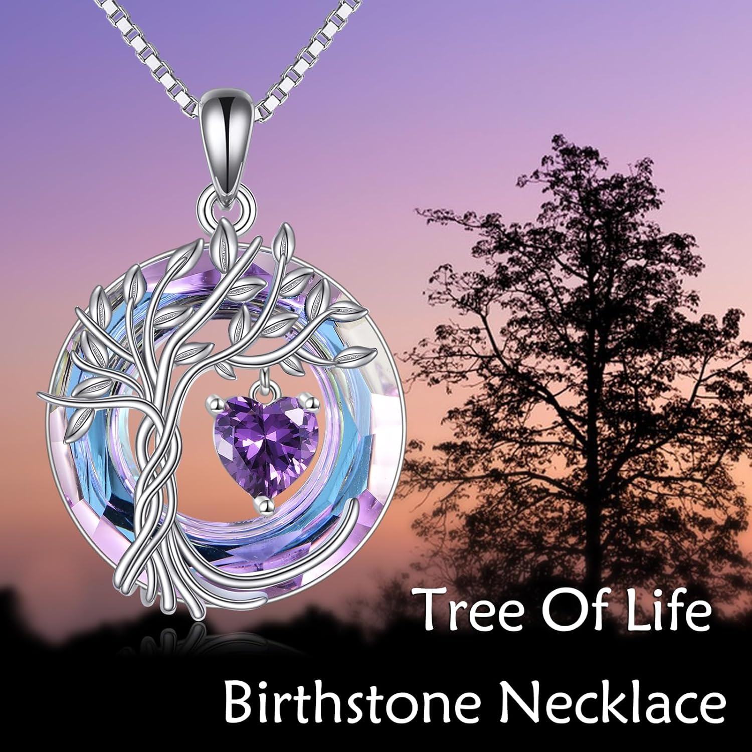 Sterling Silver Crystal Tree of Life Necklace for Women-0-2
