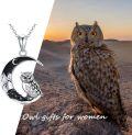 wholesale 925 Sterling Silver Moon & Owl Pendant Necklace for Women Girls Gifts Jewelry Accessories 45cm Chain Length-0-5
