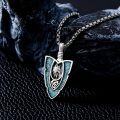 wholesale 925 Sterling Silver Turquoise Arrowhead Necklace with Celtic Knot Wolf and Bald Eagle Pendant-0-1