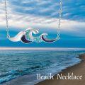 wholesale 925 Sterling Silver Wave Turquoise & Blue Goldstone Pendant Necklace for Women Ocean Lover s-0-4