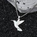 wholesale 925 Sterling Silver White Fire Opal Hummingbird Pendant Necklaces for Women Girls Birthday Gift Jewelry Accessories 45cm Chain Length-0-4