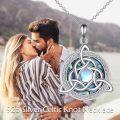 wholesale 925 Sterling Silver & Abalone Celtic Trinity Knot Necklace, Moonstone Pendant, 18+2 Chain, Gift Box-0-2