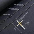 wholesale 925 Sterling Silver Two-Tone Black & Gold Cross Pendant Necklace for Men/Women-0-5