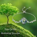 wholesale  Sterling Silver Gemstone Tree of Life Bracelet for Women Birthstone Charm Gift for Wife Mom -0-16