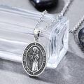 wholesale 925 Sterling Silver Saint Anthony Oval Pendant Necklace-0-2
