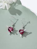 wholesale 925 Sterling Silver Red Heart Arrow Drop Earrings for Women Valentines Day Gifts-0-3
