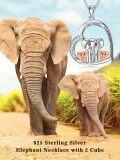 wholesale 925 Sterling Silver Elephant Family Pendant Necklace with 1-5 Cubs Mothers Day Gifts for Women-0-17