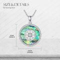 wholesale 925 Sterling Silver Abalone Shell Compass Pendant Necklace White Gold Plated Cz Halo-0-4