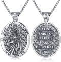 wholesale 925 Sterling Silver Saint Jude Thaddeus Patron of Helpless and Desperate Case Pendant Necklaces for Men & Women-0-0