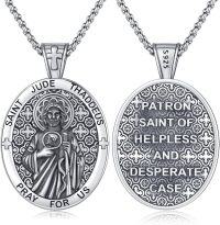 wholesale 925 Sterling Silver Saint Jude Thaddeus Patron of Helpless and Desperate Case Pendant Necklaces for Men & Women-C01-Saint Jude-C01-Saint Jude
