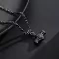 wholesale 925 Sterling Silver Plated Gold  Viking Mjolnir Thor's Hammer Pendant Norse Jewelry -0-2