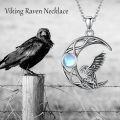 wholesale 925 Sterling Silver Moonstone Raven Crescent Moon Pendant Necklace s for Women-0-4