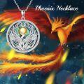 wholesale 925 Sterling Silver Green Abalone Shell Phoenix Bird Round Pendant Necklace for Women-0-6