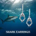 wholesale 925 Sterling Silver Shark Jaw Leverback Dangle Earrings Gothic  for Her-0-5
