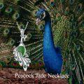wholesale 925 Sterling Silver Green Jade and Emerald Peacock Pendant Necklace-0-3