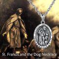 wholesale 925 Sterling Silver Saint Francis Pet Protect Oval Pendant Necklace -0-2