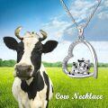 wholesale 925 Sterling Silver Heart-Shaped Highland Cow Pendant Necklace for Women and Girls - Mothers Day Gift-0-3