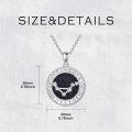 wholesale 925 Sterling Silver Round Zodiac Signs Constellation Pendant Necklaces with Cubic Zirconia Stones for Women and Girls (Taurus)-0-4