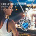 wholesale 925 Sterling Silver Heart-Shaped Blue Crystal Tree of Life Cremation Jewelry Urn Necklace with Funnel and Fill Tool for Women & Men-0-5