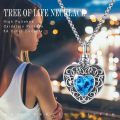 wholesale 925 Sterling Silver Heart-Shaped Blue Crystal Tree of Life Cremation Jewelry Urn Necklace with Funnel and Fill Tool for Women & Men-0-5