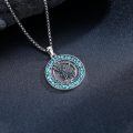 wholesale 925 Sterling Silver Saint Michael Archangel Turquoise Oval Pendant Necklace-0-4