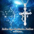 wholesale 925 Sterling Silver Blue Crystal Zodiac Constellation Cross Pendant Necklace-0-2