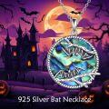wholesale 925 Sterling Silver Abalone Shell Bat & Branches Pendant Necklace-0-4