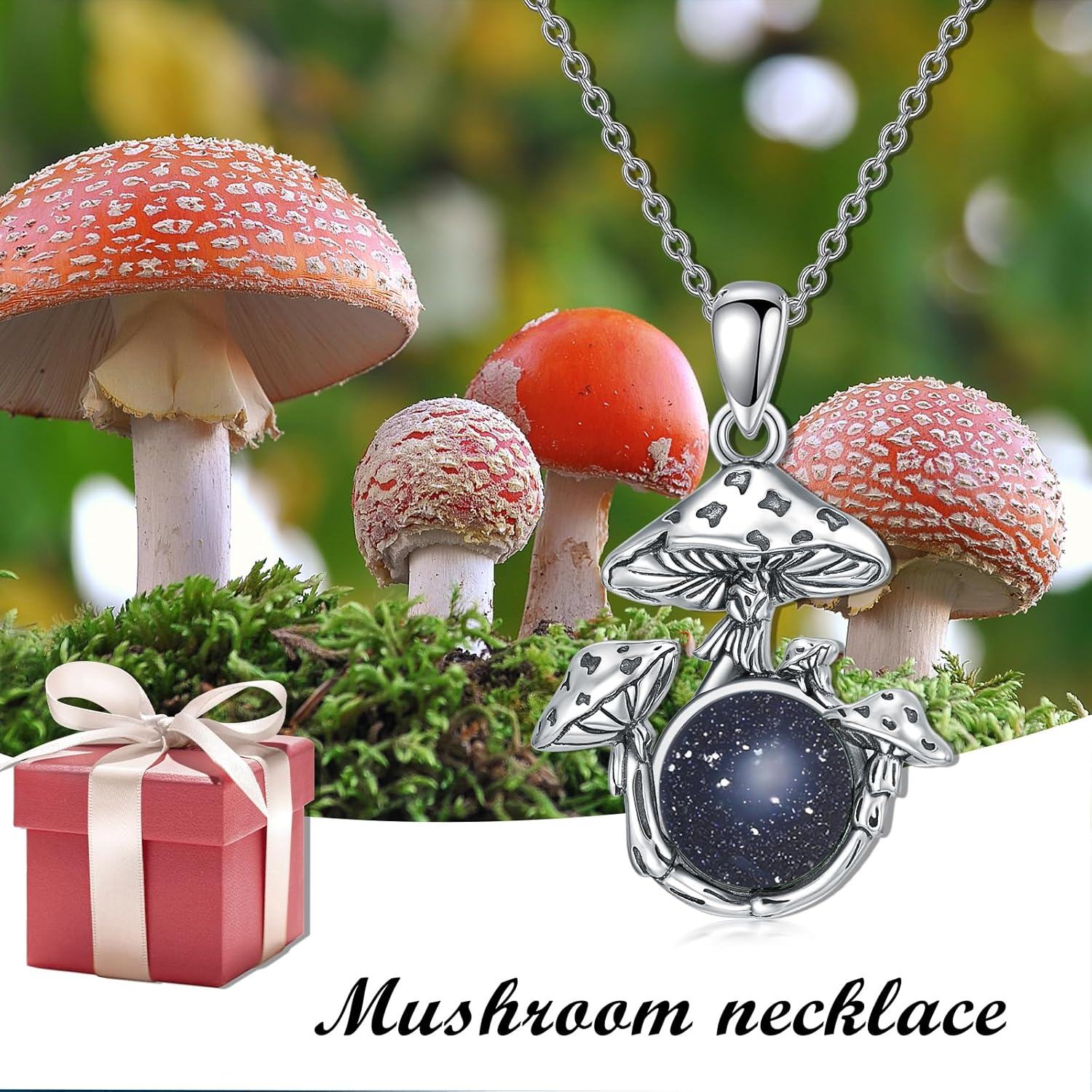  Sterling Silver Mushroom Necklace Jewelry Gift for Female Mushroom Lovers -0-6
