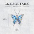 wholesale 925 Sterling Silver Blue Opal Butterfly Pendant Necklace with Cubic Zirconia Accents-0-3