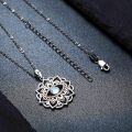 wholesale 925 Sterling Silver Moonstone Evil Eye Lotus Pendant Necklaces for Women and Men Teens s 45cm Chain Length-0-2