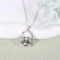 wholesale 925 Sterling Silver Panda Pendant Heart Love You Forever Necklace s for Women Girls-0-3