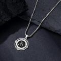 wholesale 925 Sterling Silver Zodiac Sign Pendant Necklace Wholesale With Black Enamel And Crystal Accents-0-2