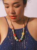 wholesale Ceramic Hippie Boho Colorful Round Beads Strand Necklace Bohemian Fashion Statement  for Women-0-5