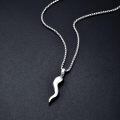wholesale 925 Sterling Silver Curved Wolf Claw Horn Pendant Necklace Platinum Plated-0-3