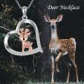 wholesale 925 Sterling Silver Heart-Shaped Deer Pendant Necklace for Women and Girls-0-4
