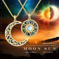 wholesale Gold 925 Sterling Silver Abalone Shell Sun and Moon Pendant Necklaces for Couples/Friends/Mom-0-5