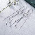 wholesale 925 Sterling Silver Moon & Star Drop Threader Earrings w/ Tassel Chains for Women and Teenagers - Hypoallergenic Jewelry-0-5