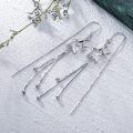 wholesale 925 Sterling Silver Moon & Star Drop Threader Earrings w/ Tassel Chains for Women and Teenagers - Hypoallergenic Jewelry-0-5