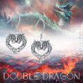 wholesale 925 Sterling Silver Heart-Shaped Celtic Knotwork Dragon & Wolf Dangle Earrings for Women and Girls-0-5