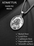 wholesale 925 Sterling Silver Padre Pio Protect Us Pendant Necklace  w/ Cross & 24 Chain-0-4