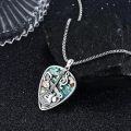 wholesale 925 Sterling Silver Guitar Pick Shaped Necklace with Abalone Shell and Musical Notes for Musicians-0-4