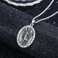 wholesale 925 Sterling Silver St Michael Angel Protect Us Medal Pendant w/ 3MM Cable Chain-0-1