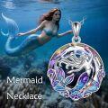 wholesale 925 Sterling Silver Mermaid Rainbow Crystal Pendant Necklace-0-5