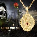 wholesale Gold 925 Sterling Silver Grim Reaper Rose Pendant Necklaces for Men Women Gothic s-0-5