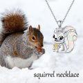 wholesale 925 Sterling Silver White Fire Opal Squirrel Pendant Necklace for Women-0-4