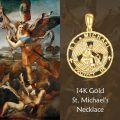wholesale 14K Gold St Michael Angel Protect Us Religious Pendant Necklace for Men & Women-0-4