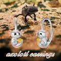 wholesale 925 Sterling Silver Skull Stud Earrings w/ Lotus & Hummingbird Design - Gifts for Her Him-0-4